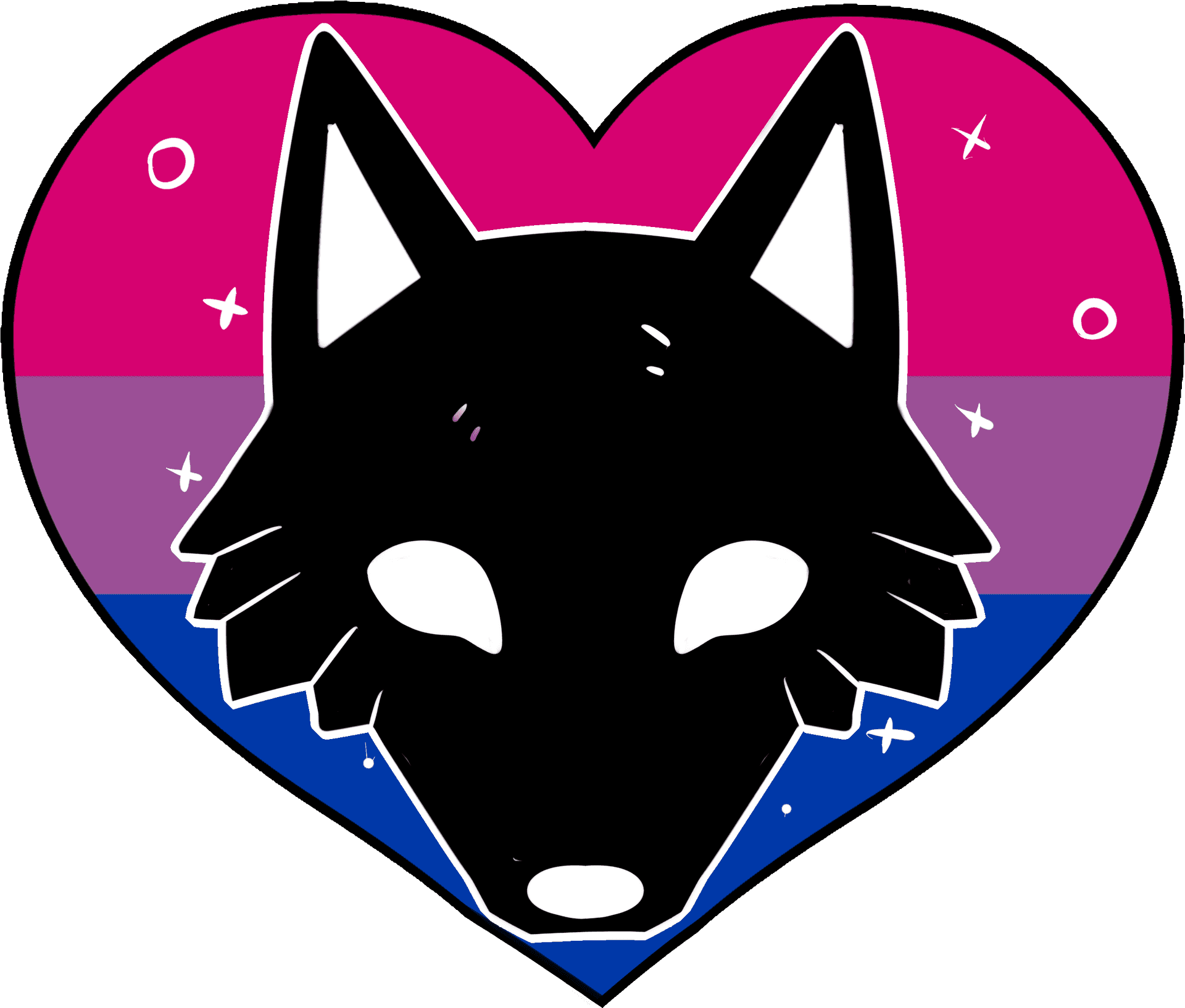 Bisexual Pride Wolf Heart PNG image