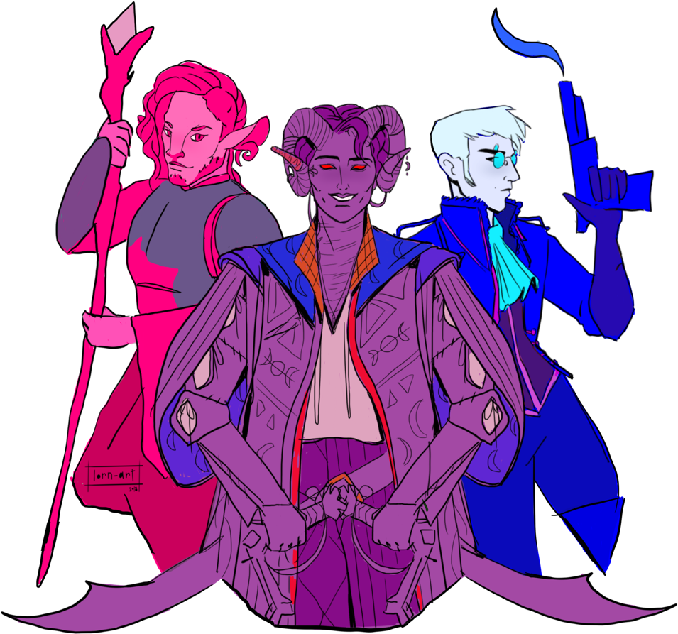 Bisexual Trio Fantasy Characters PNG image