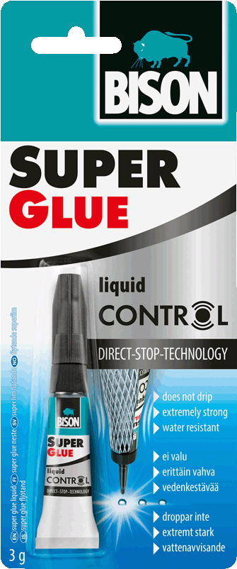 Bison Super Glue Liquid Control Packaging PNG image