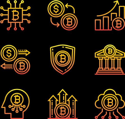 Bitcoin Concept Icons Set PNG image