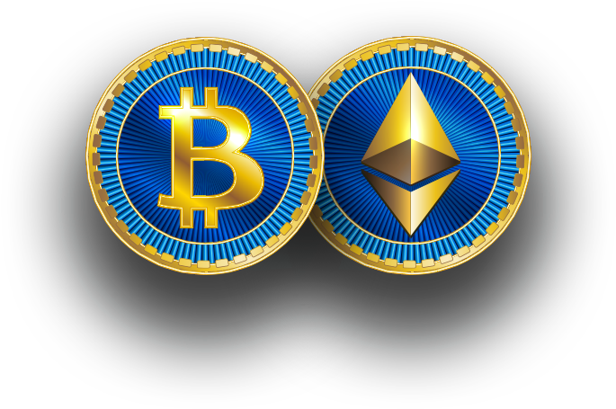 Bitcoinand Ethereum Coins PNG image
