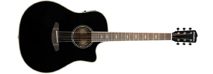 Black Acoustic Guitaron Dark Background PNG image