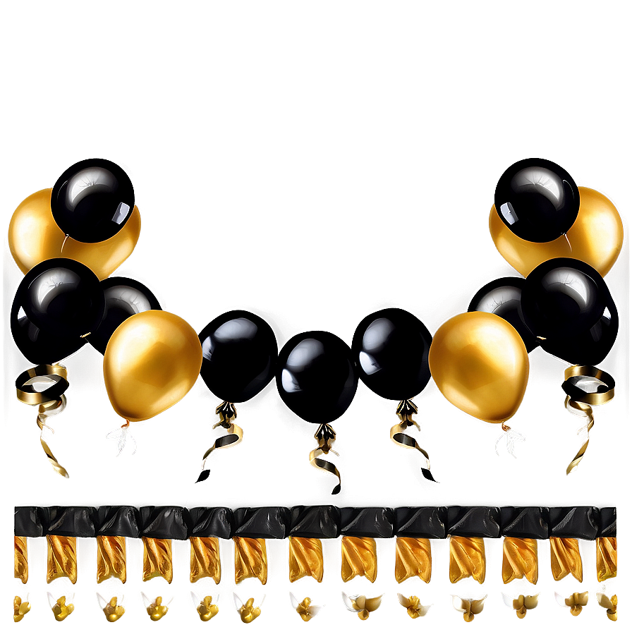 Black And Gold Balloon Banner Png 89 PNG image