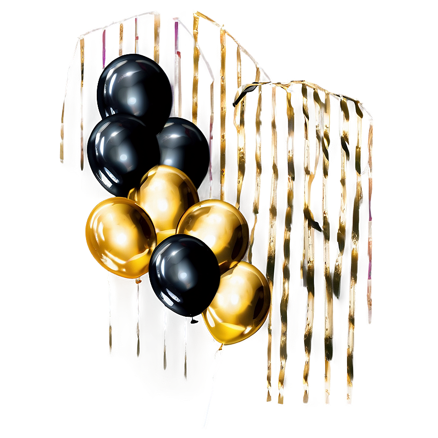 Black And Gold Balloon Drop Png 06132024 PNG image