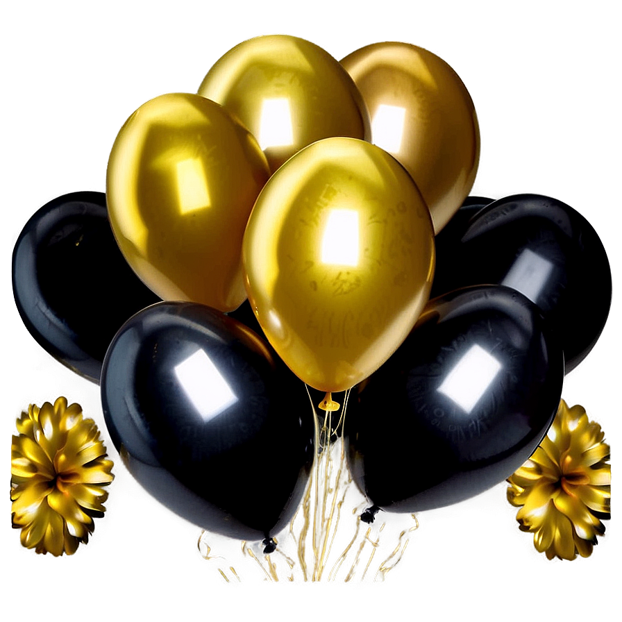 Black And Gold Balloons Decoration Png 06132024 PNG image