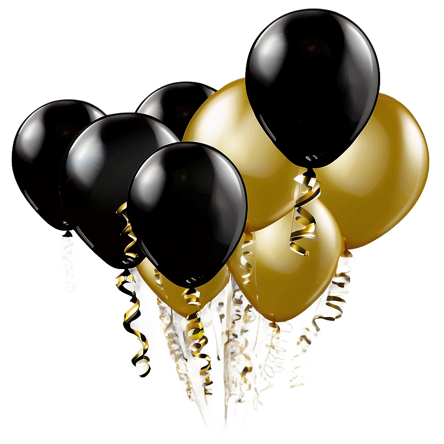 Black And Gold Balloons For Events Png Exo89 PNG image