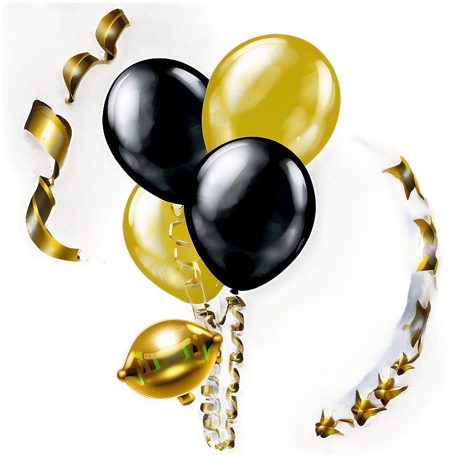 Black And Gold Balloons For Party Png 32 PNG image