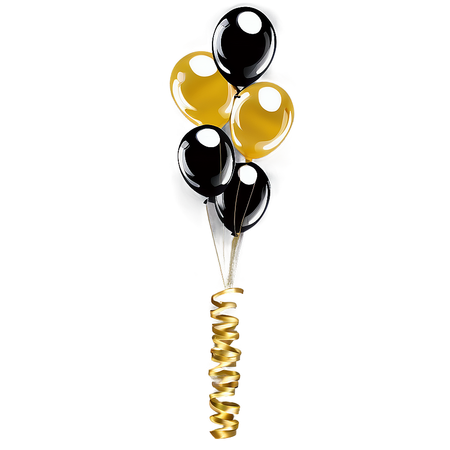 Black And Gold Floating Balloons Png Tuh61 PNG image