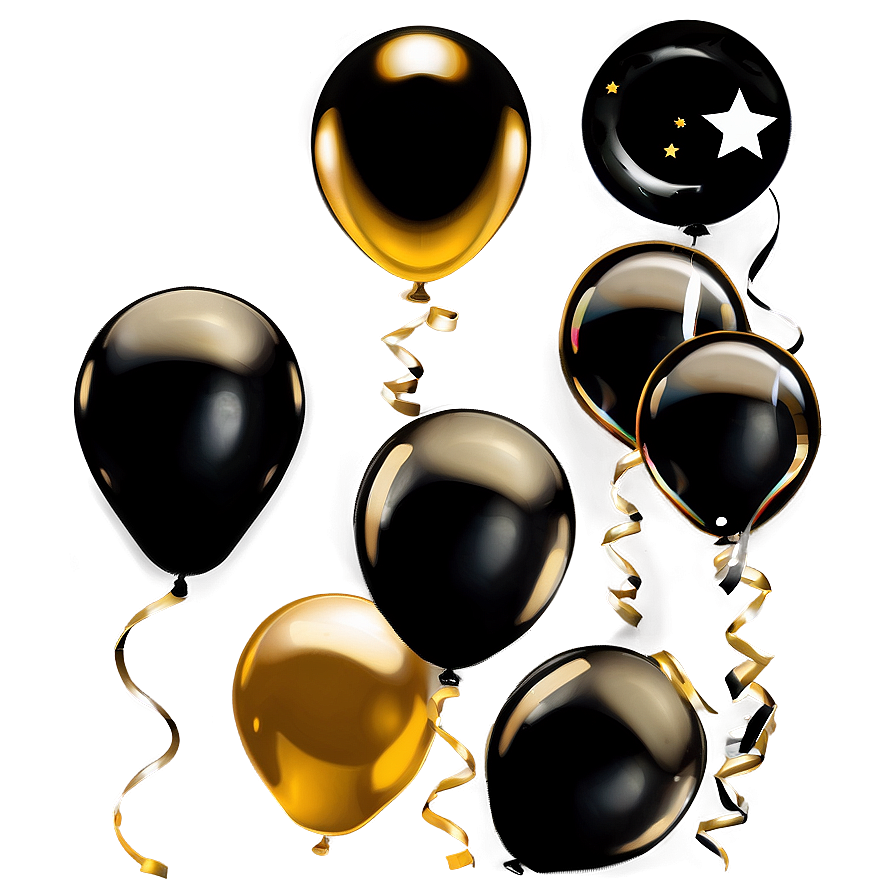 Black And Golden Celebration Balloons Png 74 PNG image