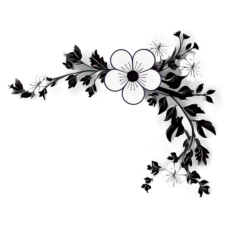 Black And White Floral Borders Png Vfi83 PNG image