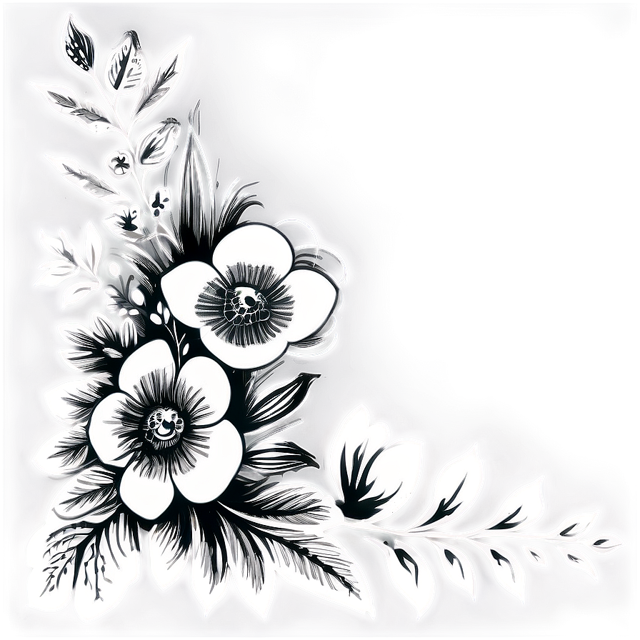 Black And White Floral Corners Png 67 PNG image