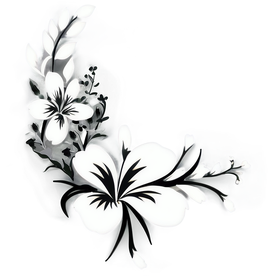 Black And White Floral Corners Png Gft73 PNG image