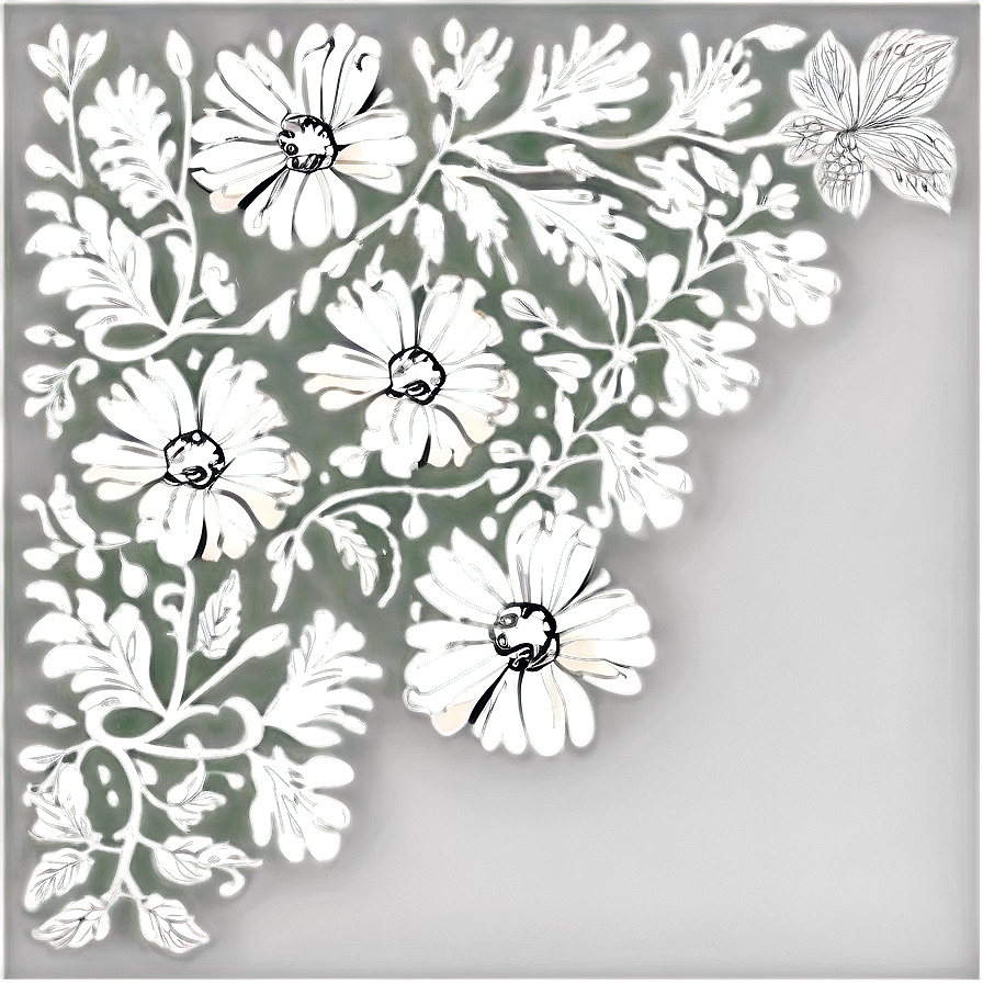 Black And White Floral Corners Png Qoq PNG image