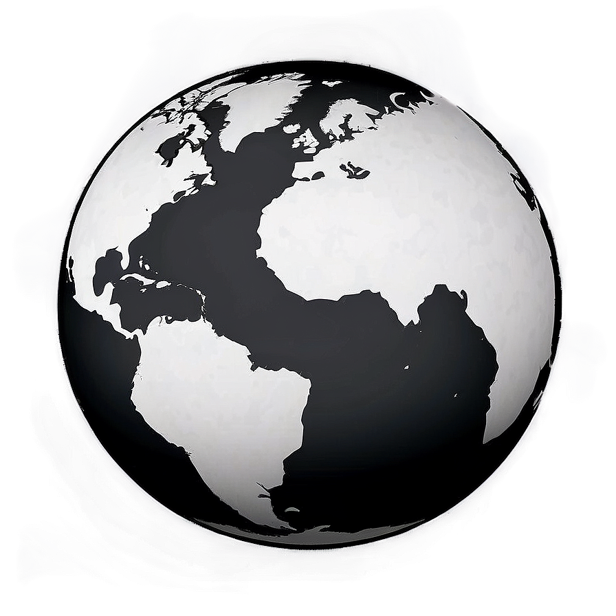 Black And White Globe For Education Png 06282024 PNG image