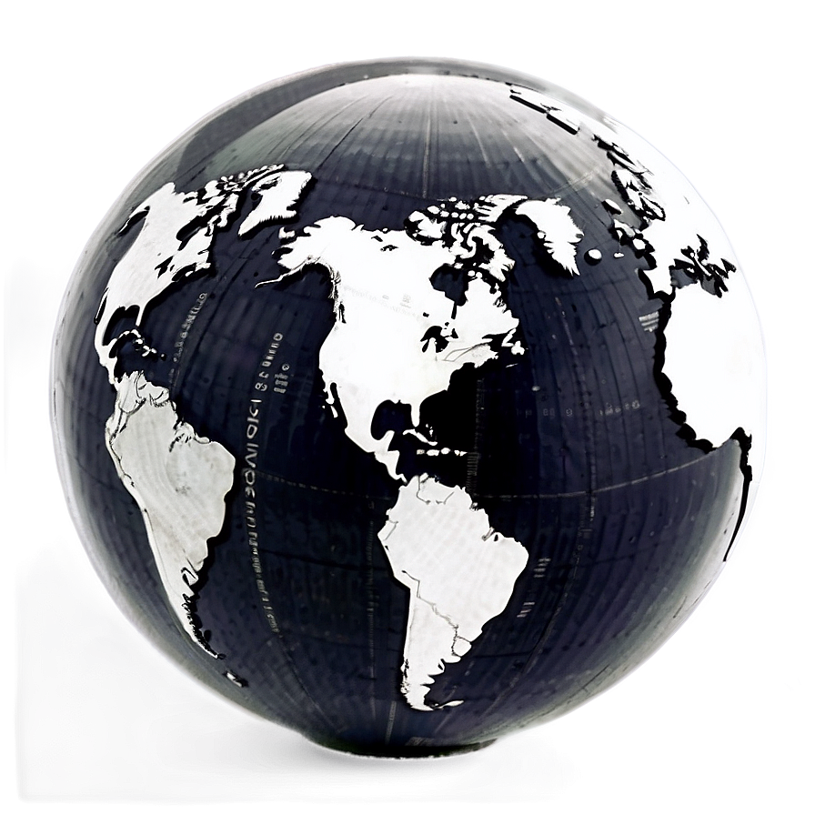 Black And White Globe For Geography Png Kdu PNG image