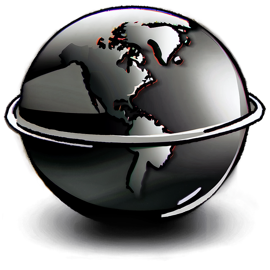 Black And White Globe Sketch Png 06282024 PNG image