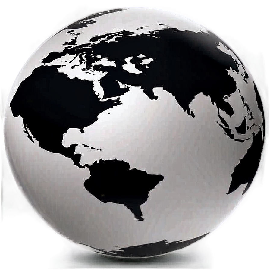 Black And White Globe With Highlights Png Pqa21 PNG image