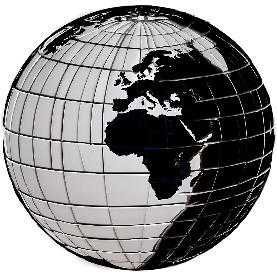 Black And White Globe With Meridians Png Gng13 PNG image