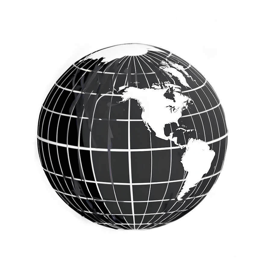 Black And White Globe With Meridians Png Wnb PNG image