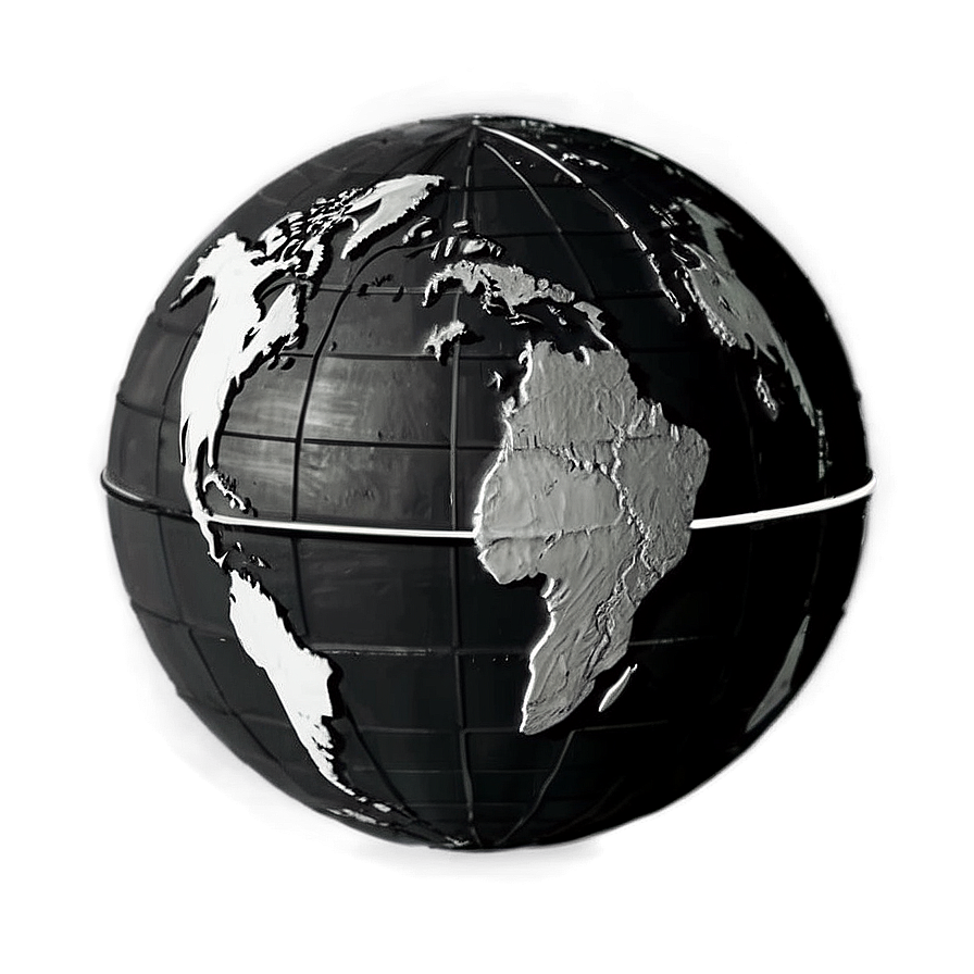 Black And White Globe With Oceans Png 06282024 PNG image