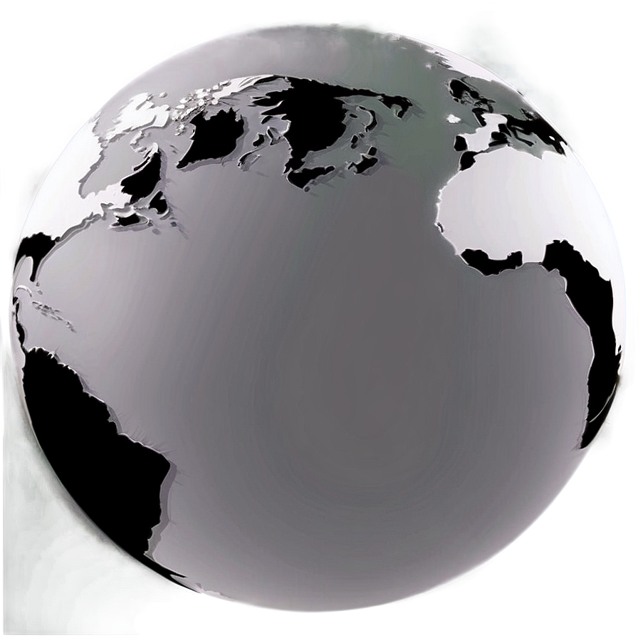 Black And White Globe With Shadows Png 06282024 PNG image