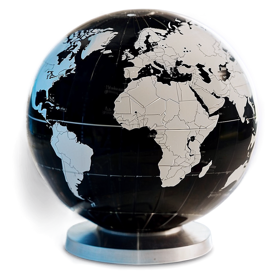 Black And White Globe With Stand Png 06282024 PNG image