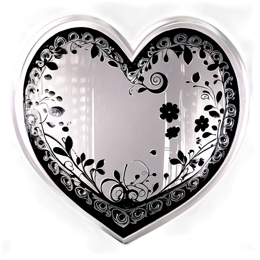 Black And White Heart Doodle Png 06262024 PNG image