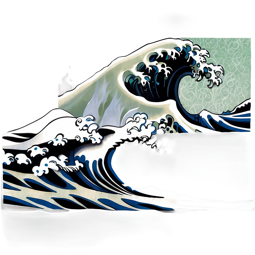 Black And White Japanese Wave Png 06242024 PNG image