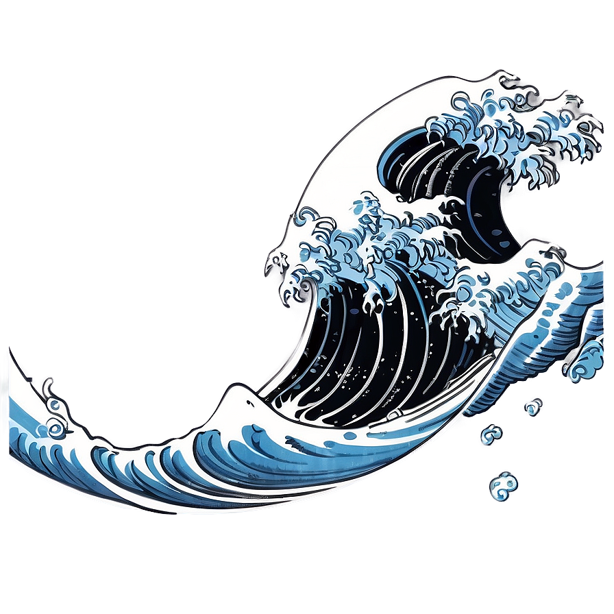 Black And White Japanese Wave Png Yhx59 PNG image