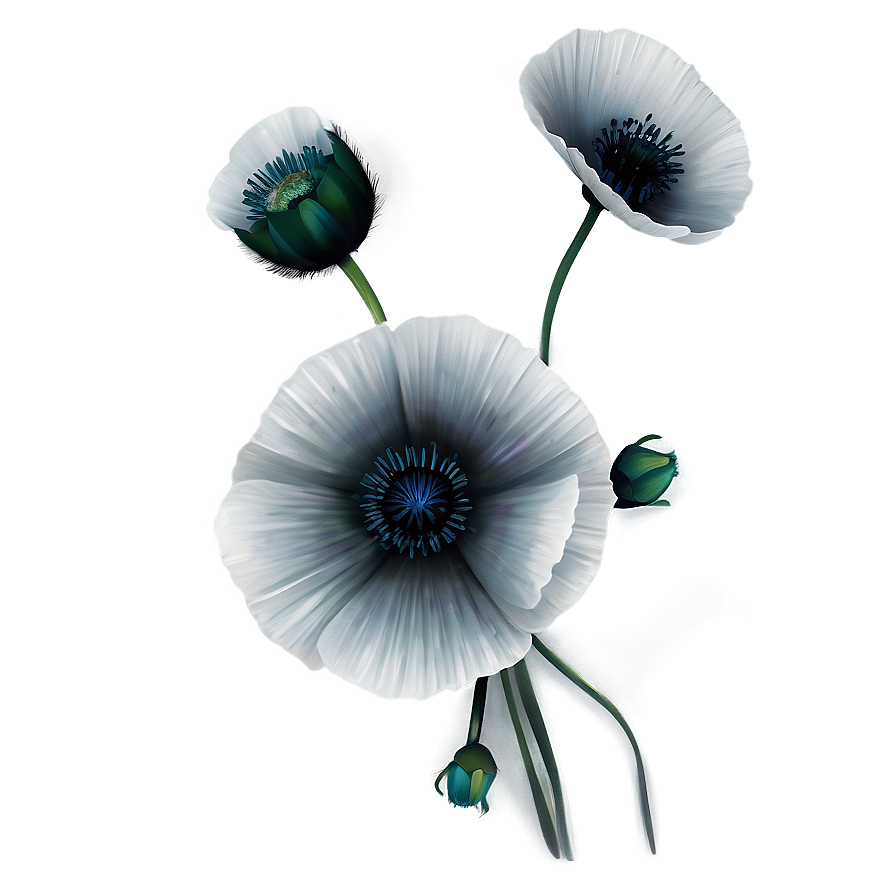 Black And White Poppy Png 06282024 PNG image