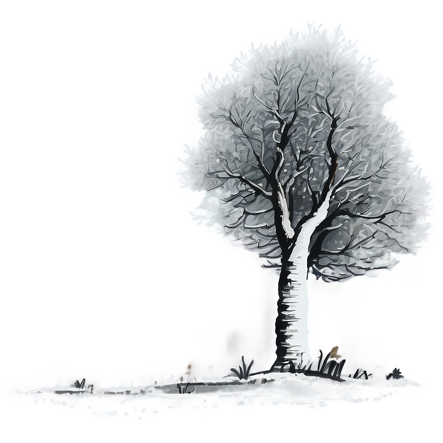 Black And White Tree In Fog Png Pnh PNG image