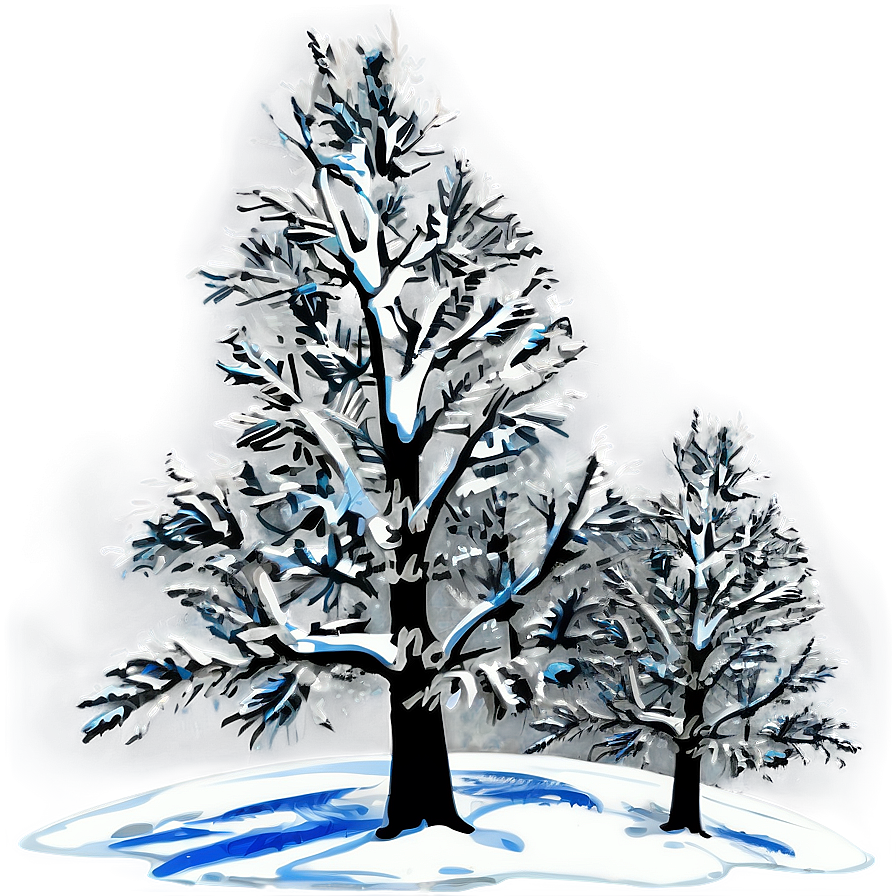 Black And White Tree In Winter Scene Png Gvq PNG image