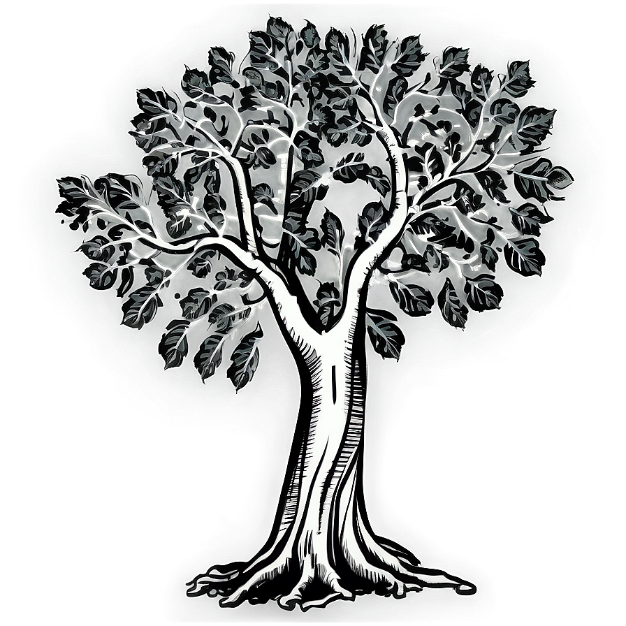 Black And White Tree With Sparse Leaves Png Pti96 PNG image