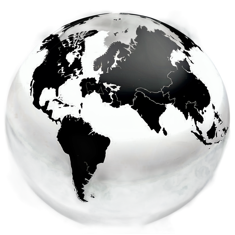 Black And White World Map Globe Png 06282024 PNG image