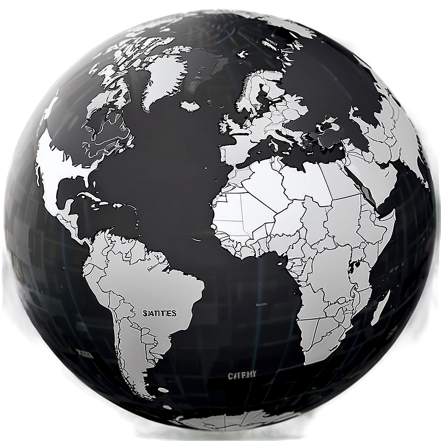 Black And White World Map Globe Png Nnx PNG image