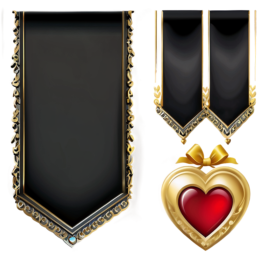 Black Banner With Hearts Png Yvv83 PNG image