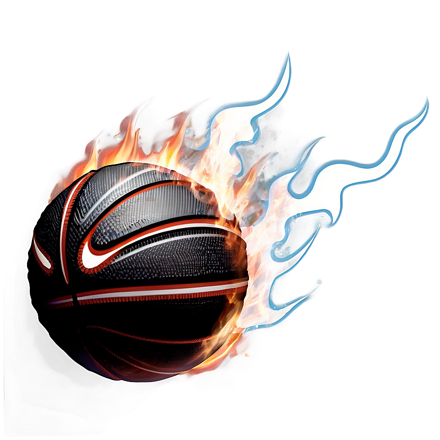 Black Basketball With Flames Png Sul PNG image