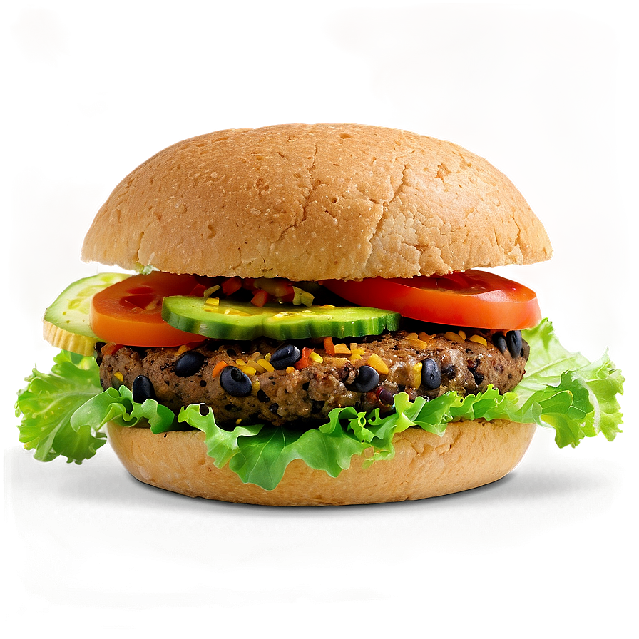 Black Bean Veggie Burger Png 06242024 PNG image