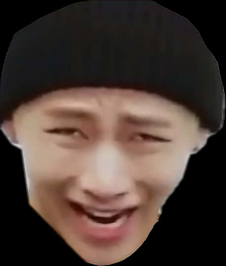 Black Beanie Facial Expression Meme PNG image