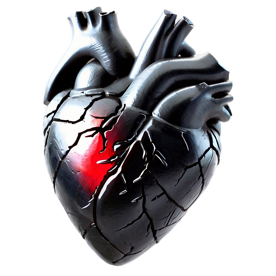 Black Broken Heart A PNG image