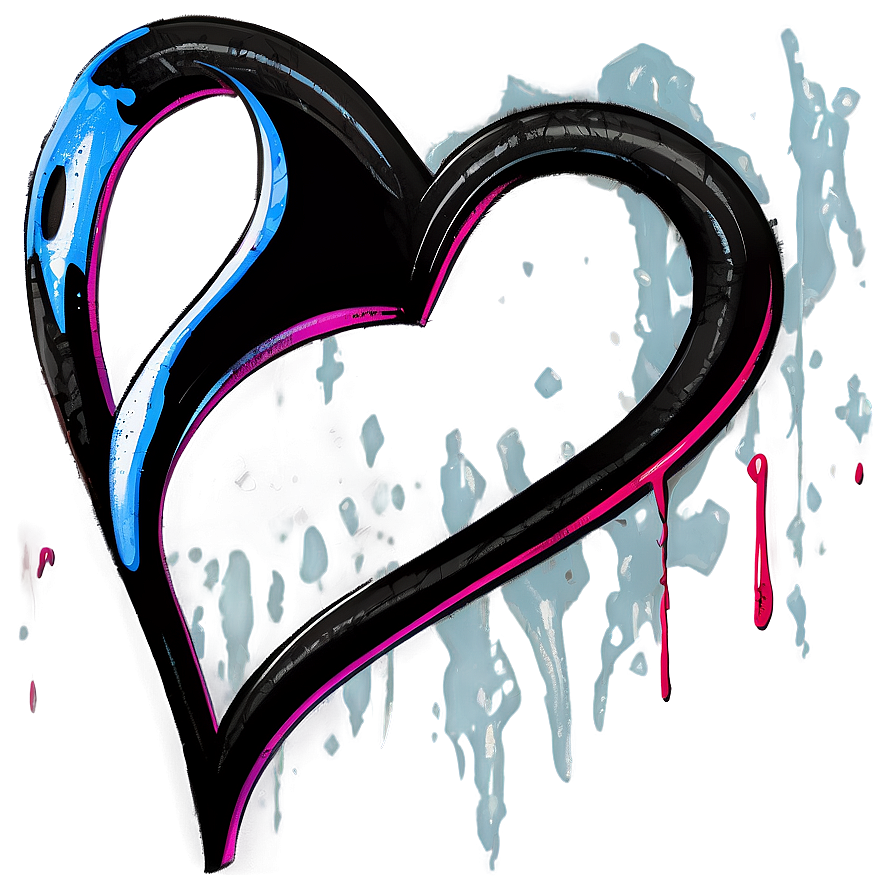 Black Broken Heart Graffiti Png Rus PNG image