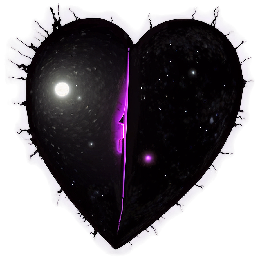 Black Broken Heart In Space Png 06252024 PNG image