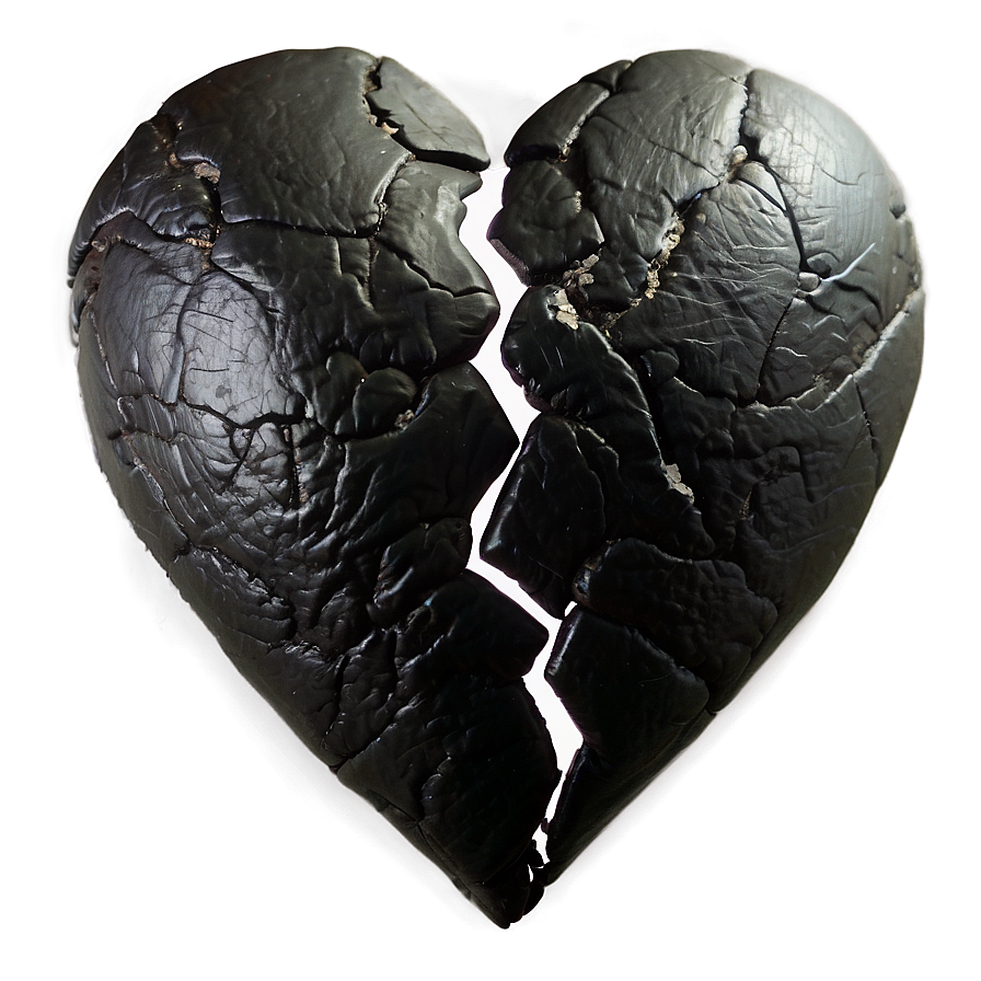 Black Broken Heart On Black Background Png 06252024 PNG image