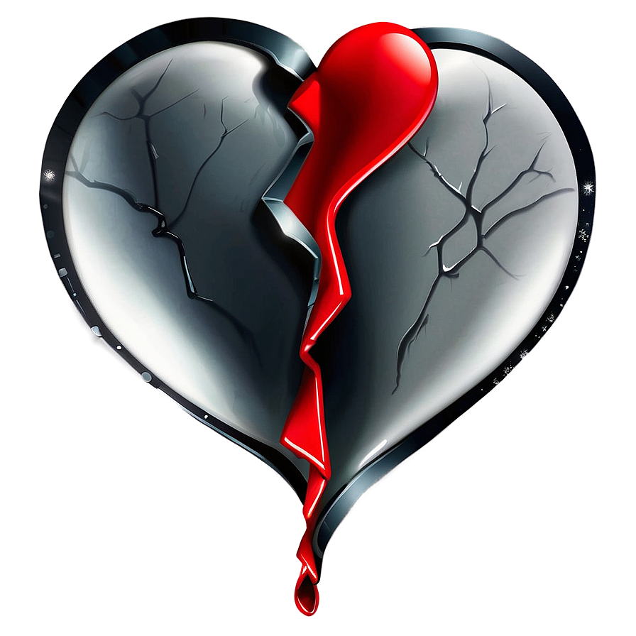 Black Broken Heart Tattoo Design Png 06252024 PNG image