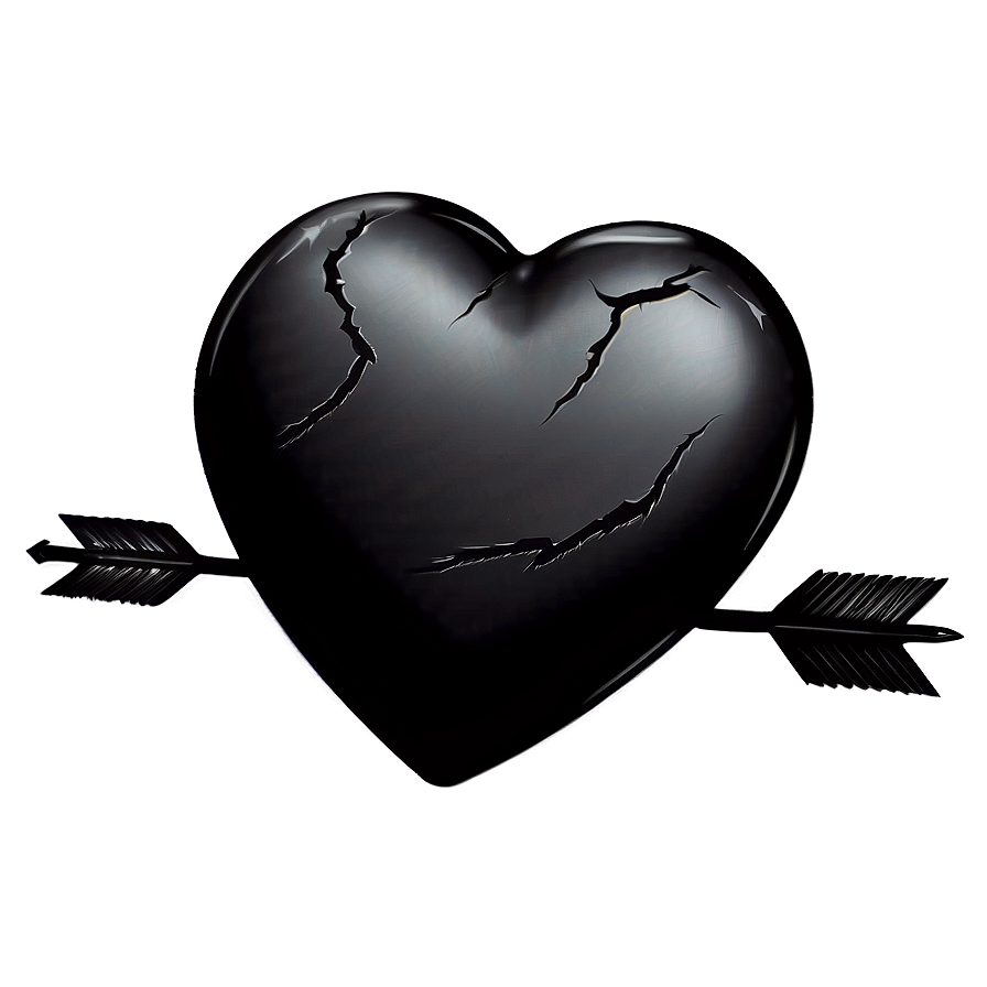 Black Broken Heart With Arrow Png 06252024 PNG image