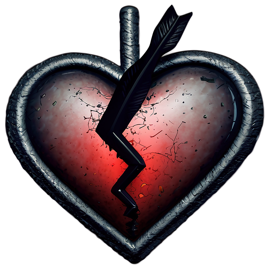 Black Broken Heart With Arrow Png 06252024 PNG image