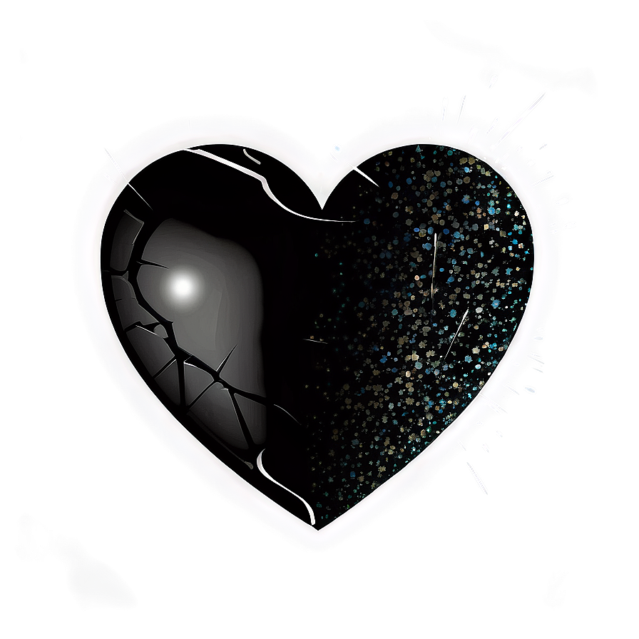 Black Broken Heart With Glitter Png 91 PNG image