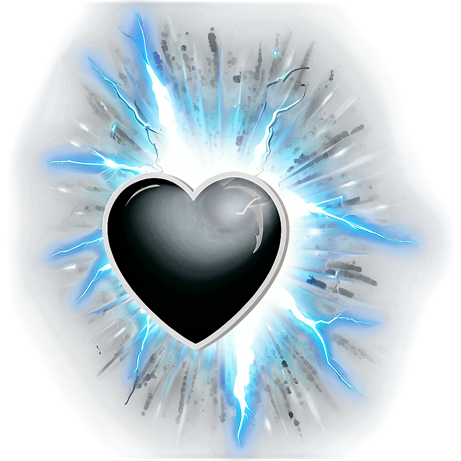 Black Broken Heart With Lightning Png 06252024 PNG image