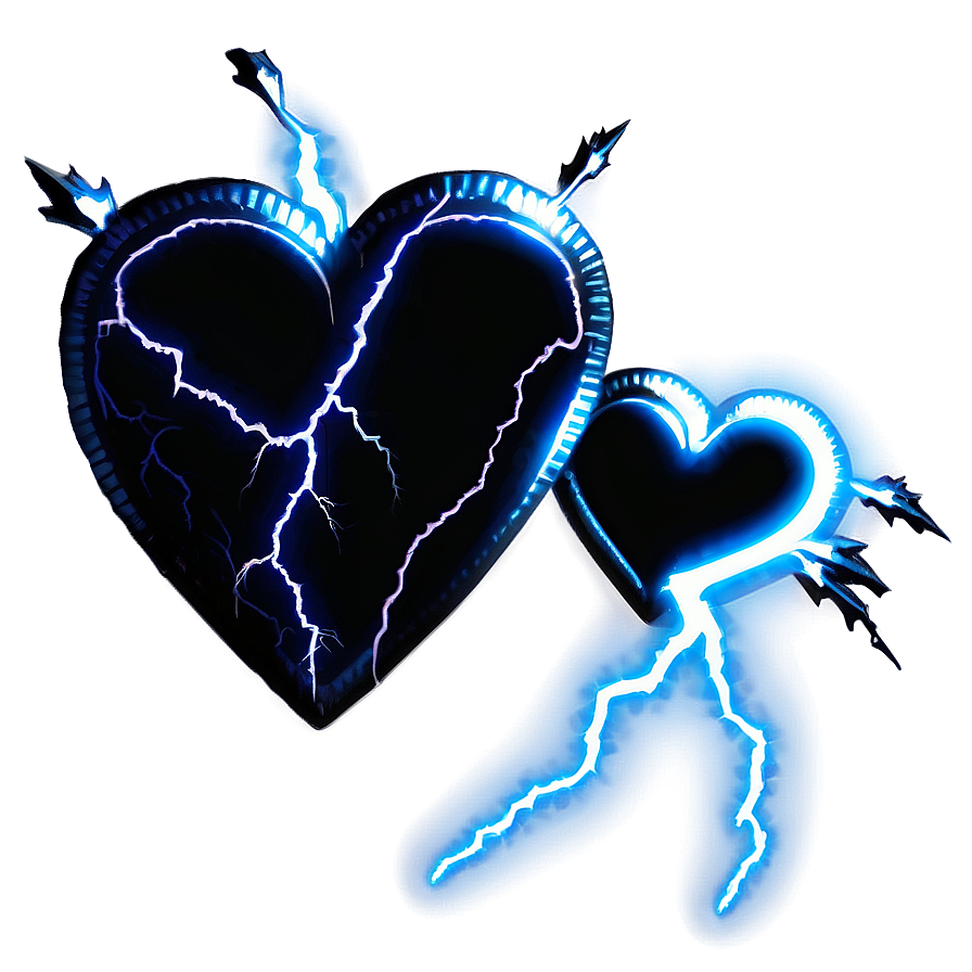 Black Broken Heart With Lightning Png 06252024 PNG image