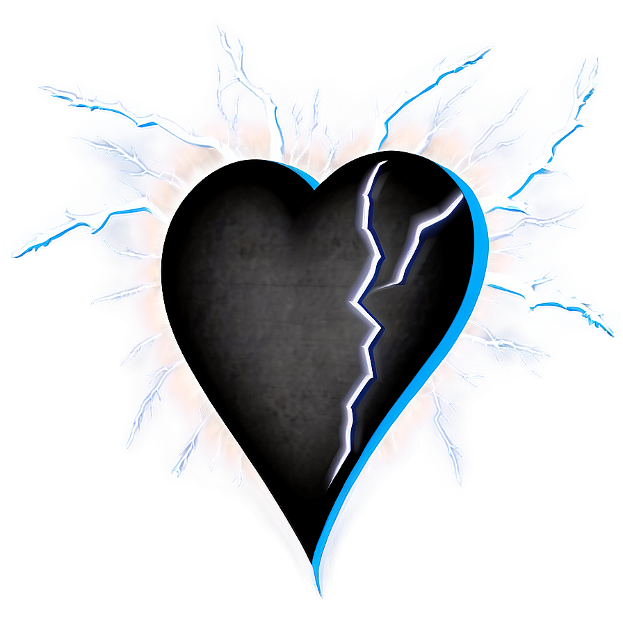 Black Broken Heart With Lightning Png 90 PNG image